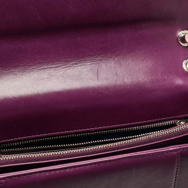 Pre Owned Bvlgari Purple Leather Large Serpenti Forever Shoulder Bag
