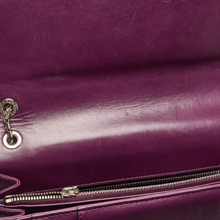 Pre Owned Bvlgari Purple Leather Large Serpenti Forever Shoulder Bag