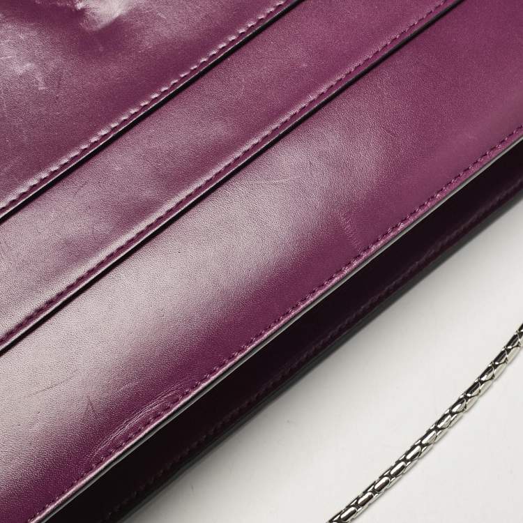 Pre Owned Bvlgari Purple Leather Large Serpenti Forever Shoulder Bag