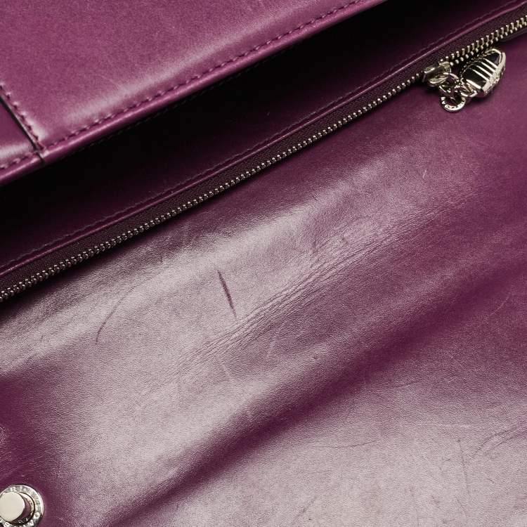 Pre Owned Bvlgari Purple Leather Large Serpenti Forever Shoulder Bag