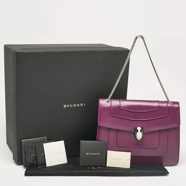 Pre Owned Bvlgari Purple Leather Large Serpenti Forever Shoulder Bag