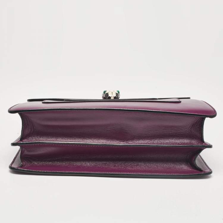 Pre Owned Bvlgari Purple Leather Large Serpenti Forever Shoulder Bag