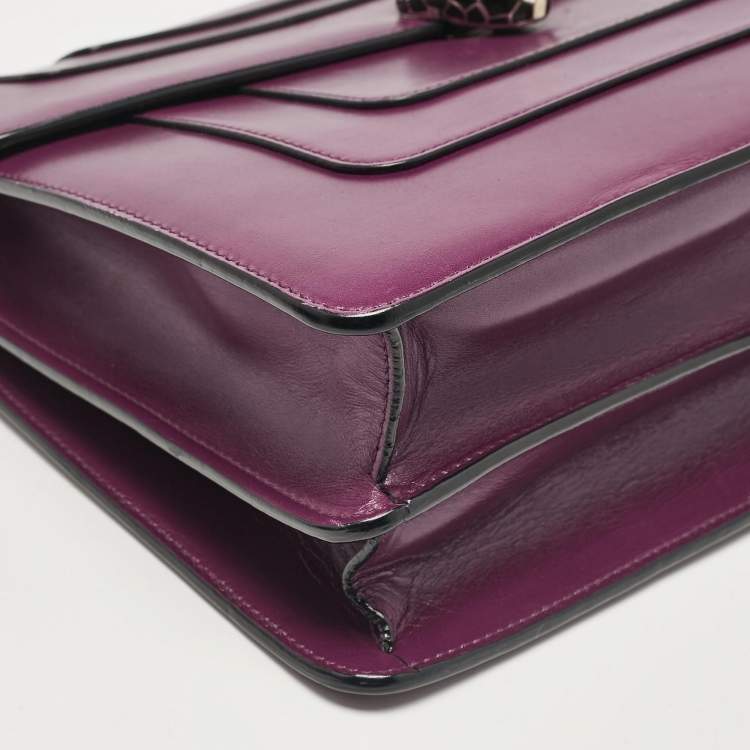 Pre Owned Bvlgari Purple Leather Large Serpenti Forever Shoulder Bag
