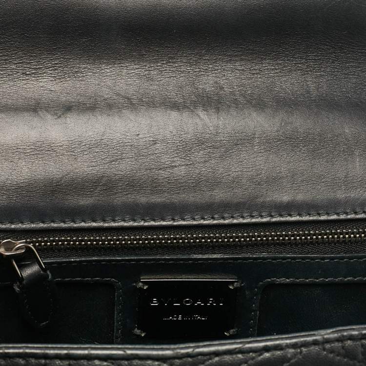 Pre Owned Bvlgari Black Diamond Blast Leather Serpenti Forever Shoulder Bag