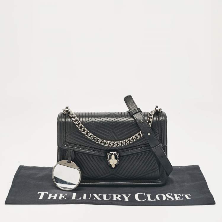 Pre Owned Bvlgari Black Diamond Blast Leather Serpenti Forever Shoulder Bag