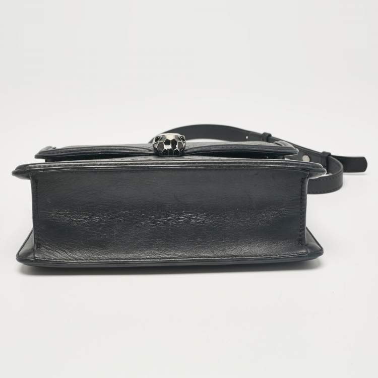 Pre Owned Bvlgari Black Diamond Blast Leather Serpenti Forever Shoulder Bag