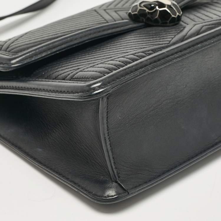 Pre Owned Bvlgari Black Diamond Blast Leather Serpenti Forever Shoulder Bag