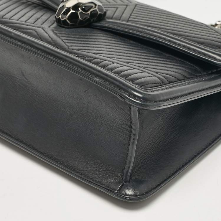 Pre Owned Bvlgari Black Diamond Blast Leather Serpenti Forever Shoulder Bag