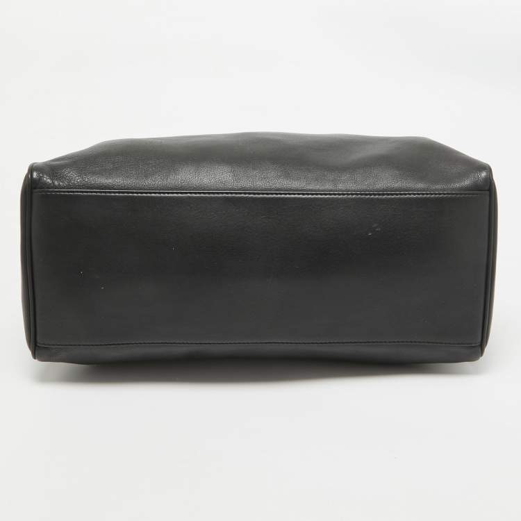 Pre Owned Bvlgari Black Leather Casa Fondata Embossed Satchel