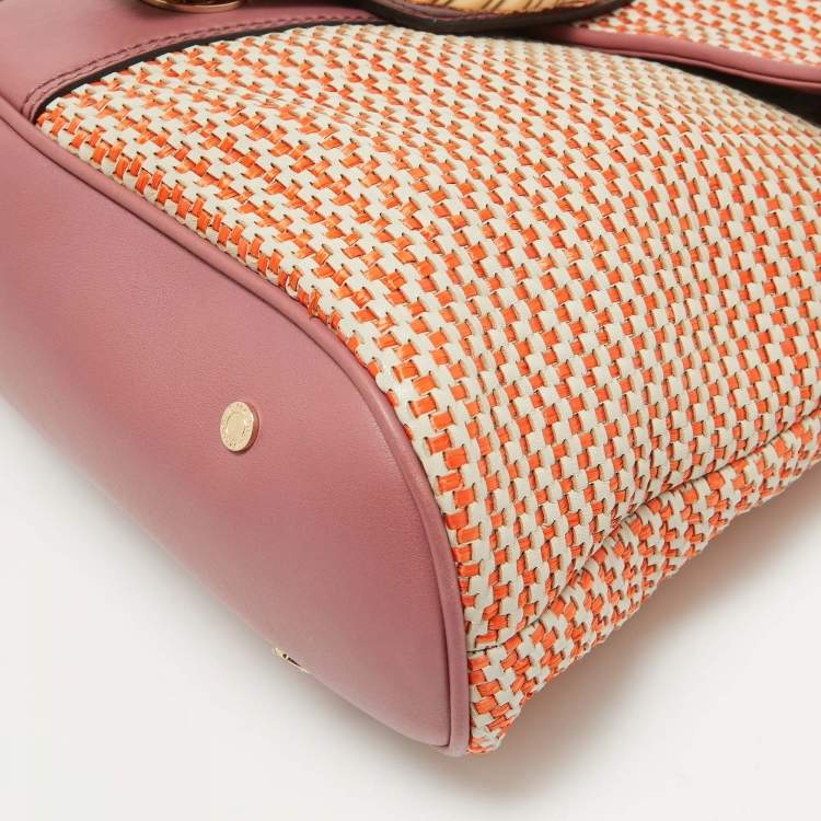 Pre Owned Bvlgari Pink/Orange Woven Leather Leoni Shoulder Bag
