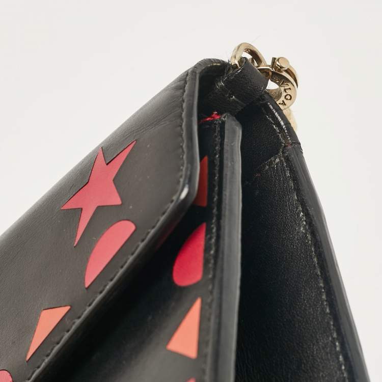 Pre Owned Bvlgari Black Leather Serpenti Forever Patch Chain Clutch
