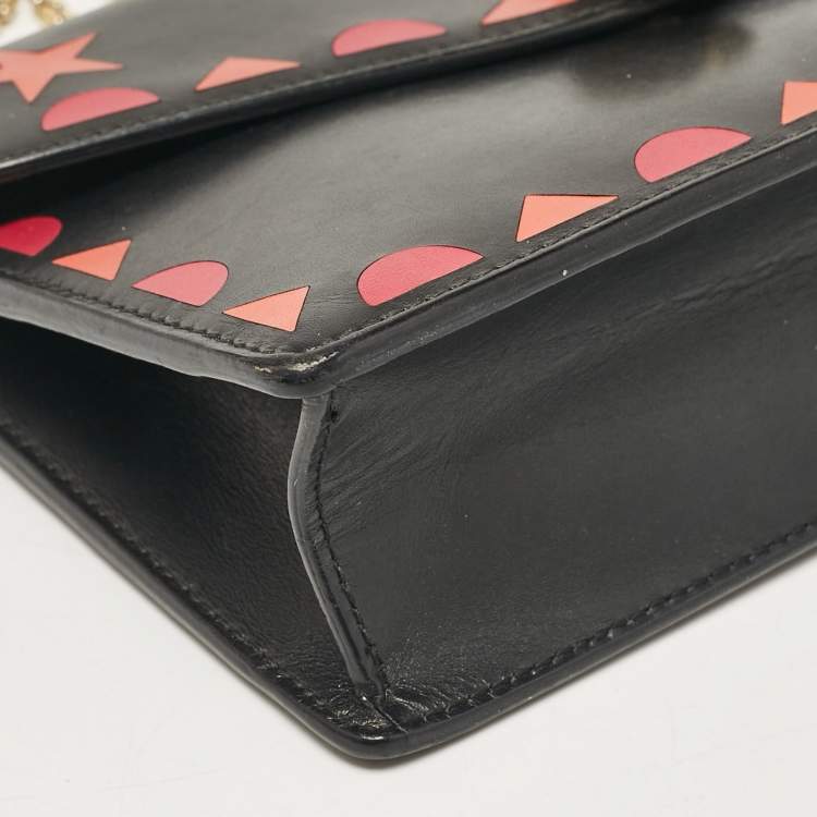 Pre Owned Bvlgari Black Leather Serpenti Forever Patch Chain Clutch