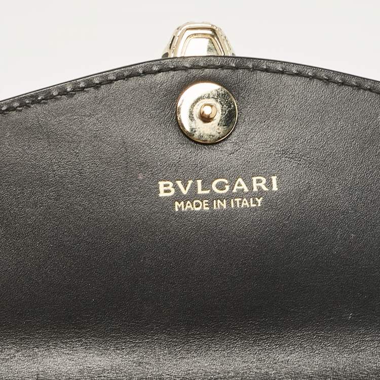 Pre Owned Bvlgari Black Leather Serpenti Forever Patch Chain Clutch