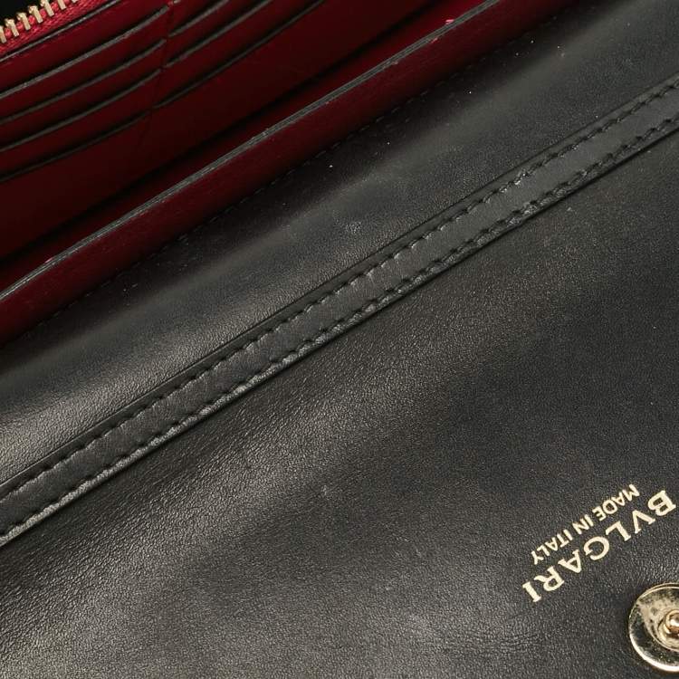 Pre Owned Bvlgari Black Leather Serpenti Forever Patch Chain Clutch