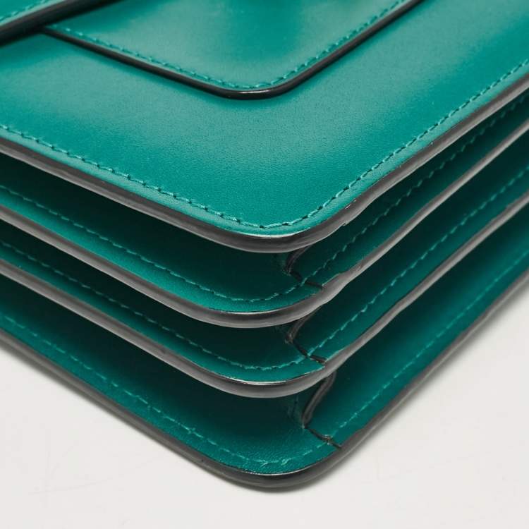 Pre Owned Bvlgari Green Leather Small Serpenti Forever Top Handle Bag