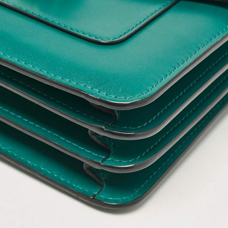 Pre Owned Bvlgari Green Leather Small Serpenti Forever Top Handle Bag