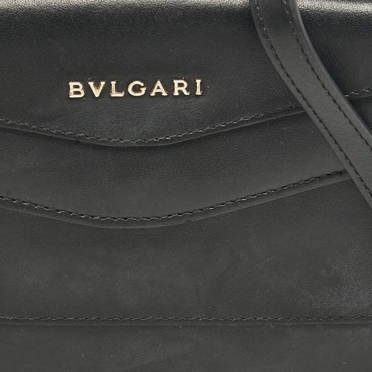 Pre Owned Bvlgari Black Leather Flap Clutch Bag