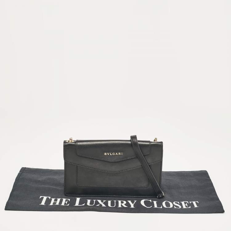 Pre Owned Bvlgari Black Leather Flap Clutch Bag