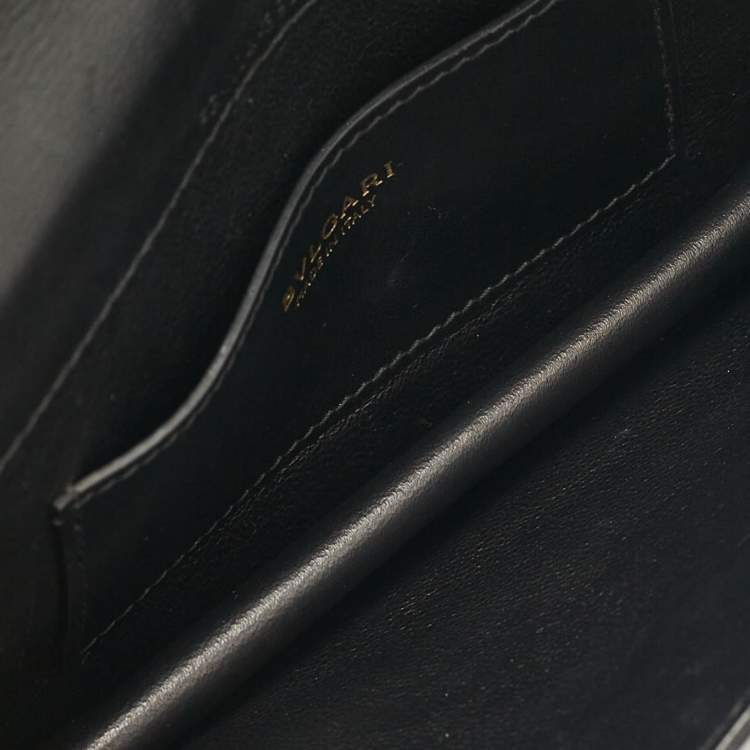 Pre Owned Bvlgari Black Leather Flap Clutch Bag