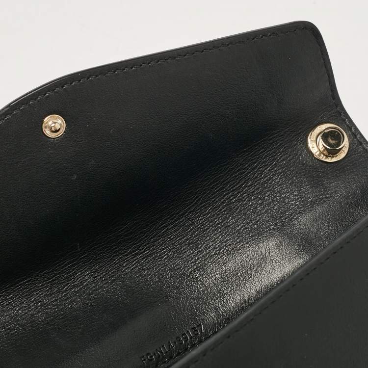 Pre Owned Bvlgari Black Leather Flap Clutch Bag