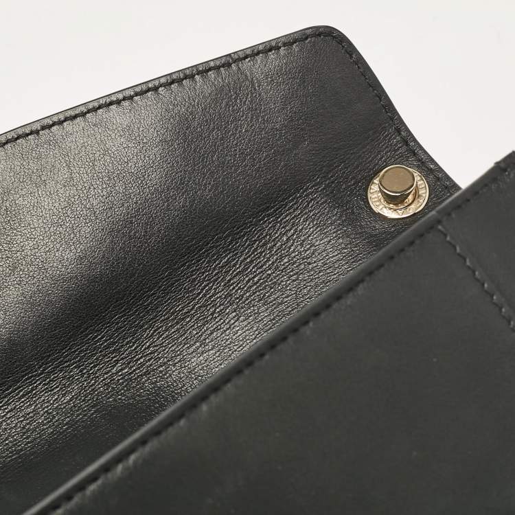 Pre Owned Bvlgari Black Leather Flap Clutch Bag
