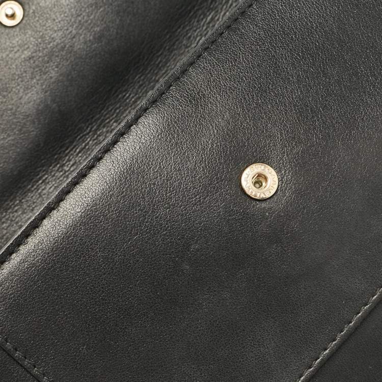 Pre Owned Bvlgari Black Leather Flap Clutch Bag