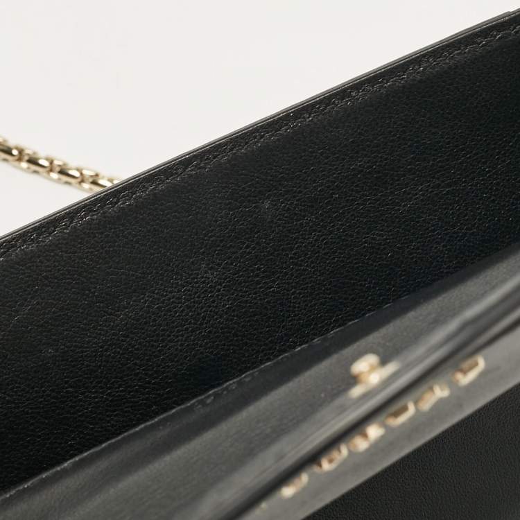 Pre Owned Bvlgari Black Leather Flap Clutch Bag