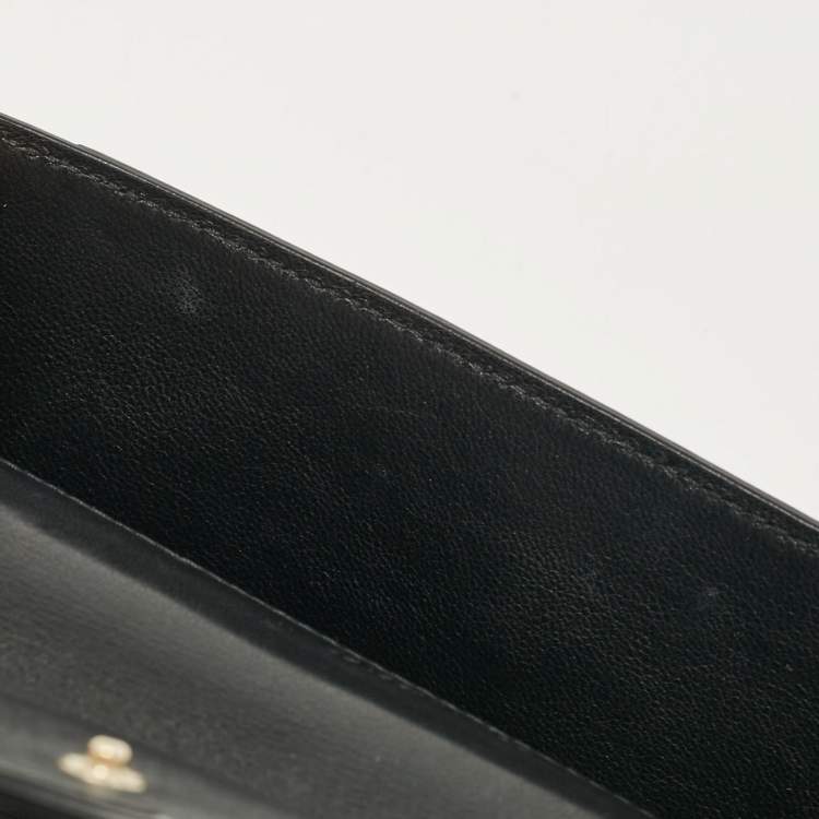 Pre Owned Bvlgari Black Leather Flap Clutch Bag