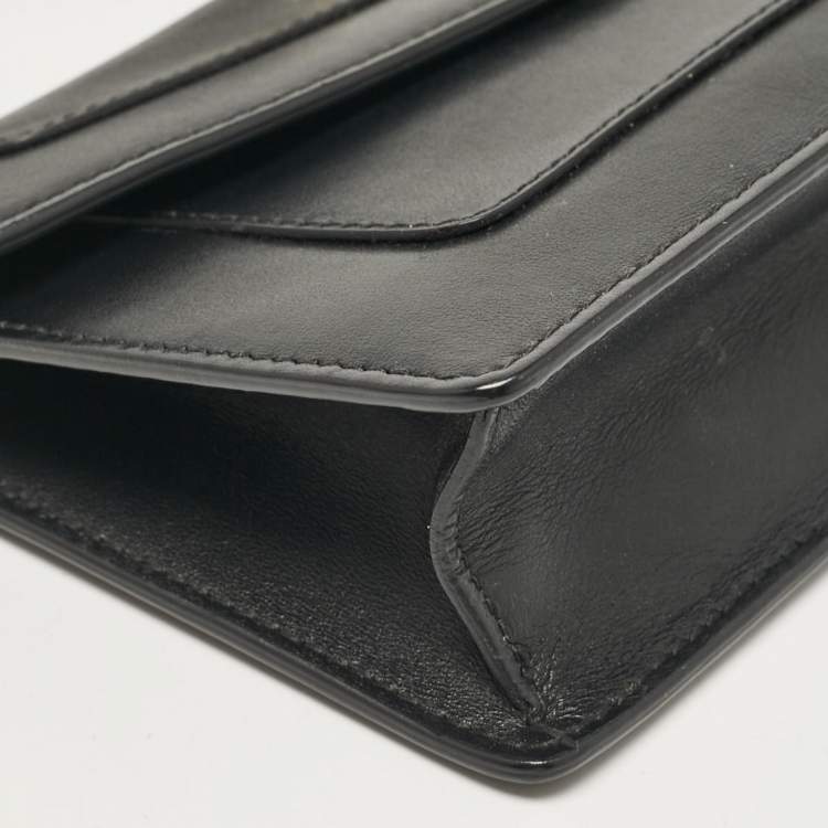 Pre Owned Bvlgari Black Leather Flap Clutch Bag