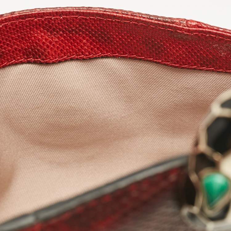 Pre Owned Bvlgari Red/Black Karung Leather Serpenti Forever Crossbody Bag