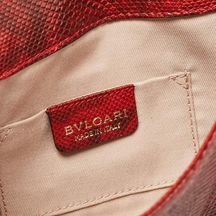 Pre Owned Bvlgari Red/Black Karung Leather Serpenti Forever Crossbody Bag