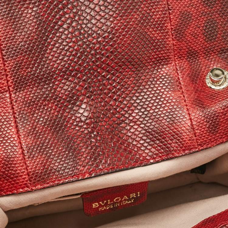 Pre Owned Bvlgari Red/Black Karung Leather Serpenti Forever Crossbody Bag