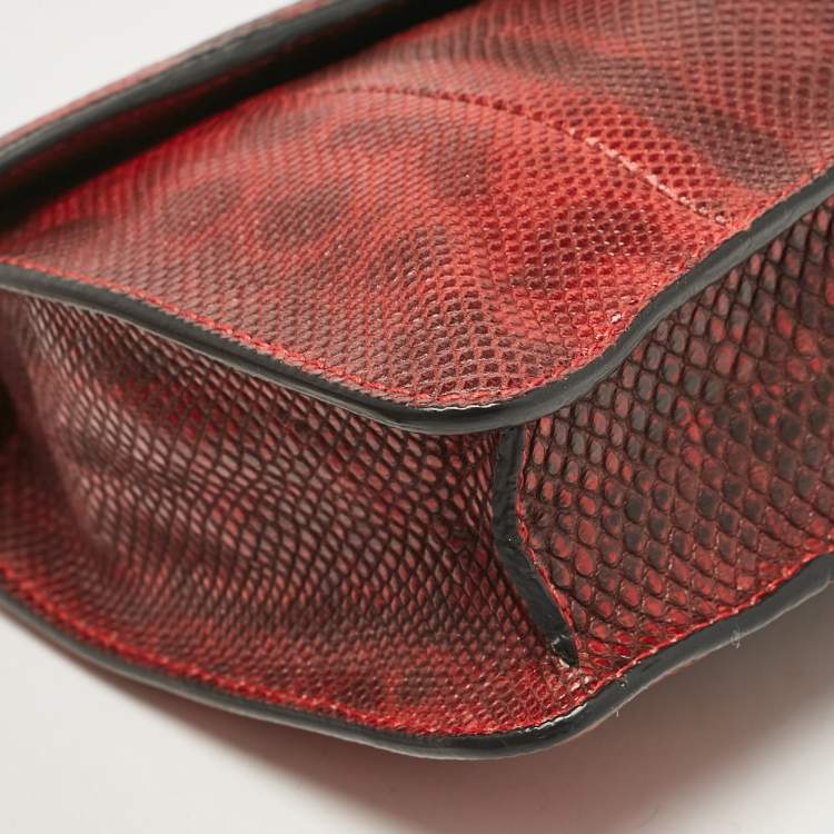 Pre Owned Bvlgari Red/Black Karung Leather Serpenti Forever Crossbody Bag