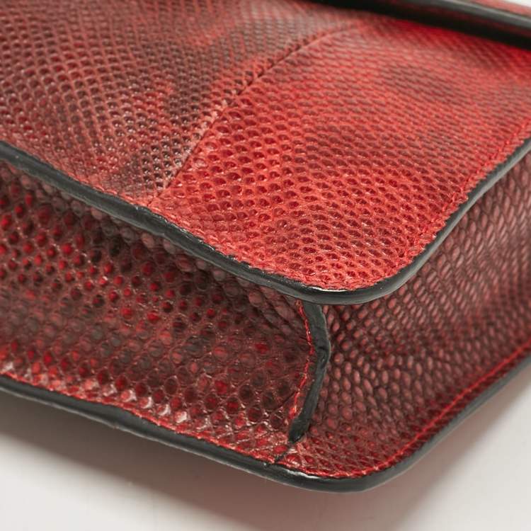 Pre Owned Bvlgari Red/Black Karung Leather Serpenti Forever Crossbody Bag
