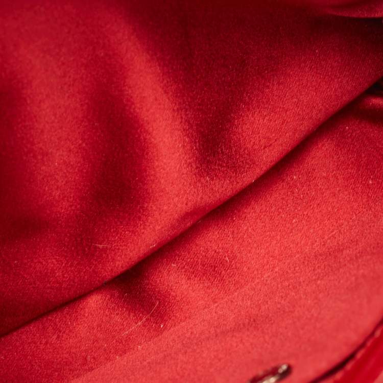 Pre Owned Bvlgari Red Beads and Patent Leather Flap Tote
