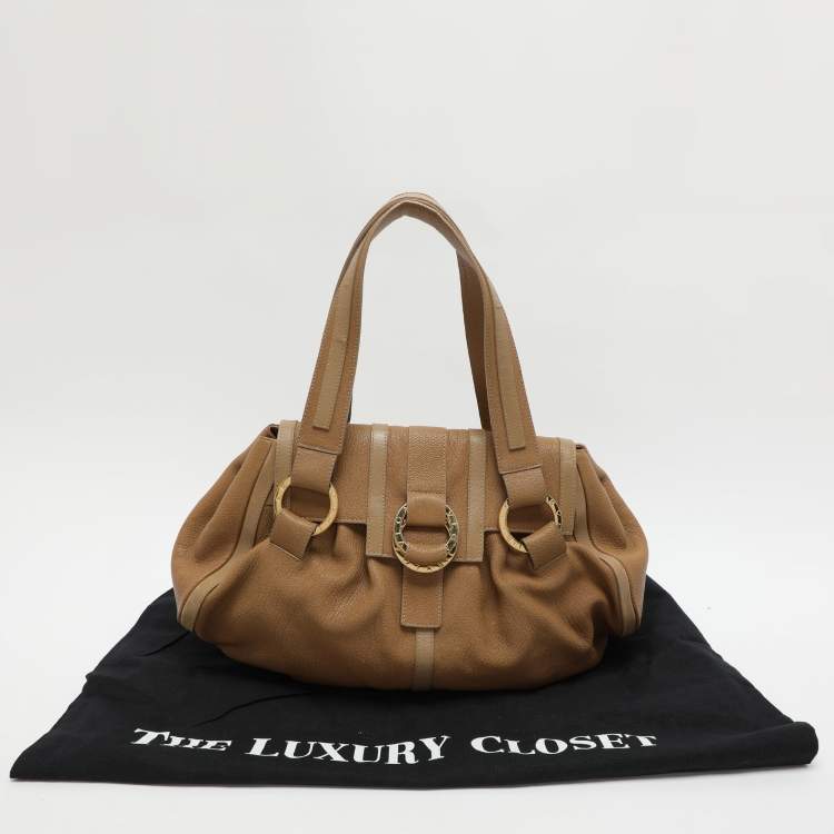 Pre Owned Bvlgari Beige Leather Chandra Shoulder Bag