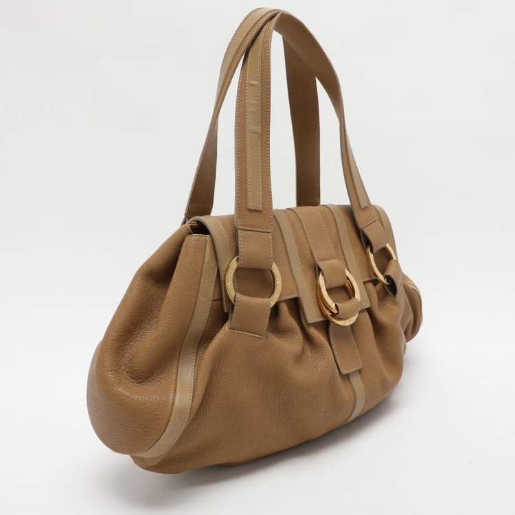 Pre Owned Bvlgari Beige Leather Chandra Shoulder Bag