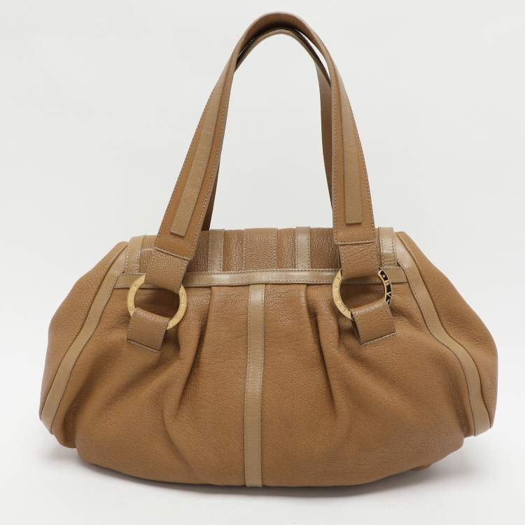 Pre Owned Bvlgari Beige Leather Chandra Shoulder Bag