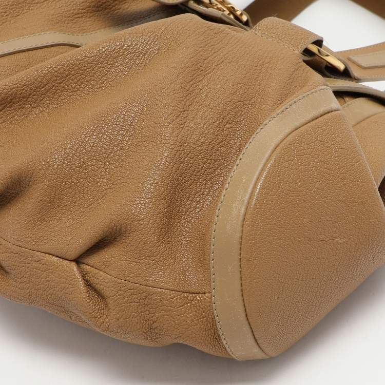 Pre Owned Bvlgari Beige Leather Chandra Shoulder Bag