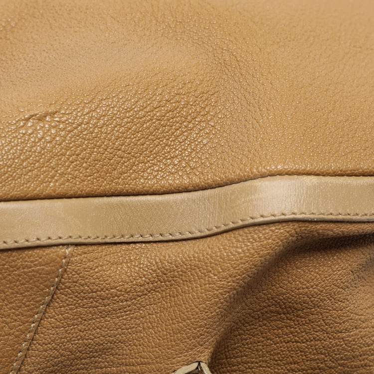 Pre Owned Bvlgari Beige Leather Chandra Shoulder Bag