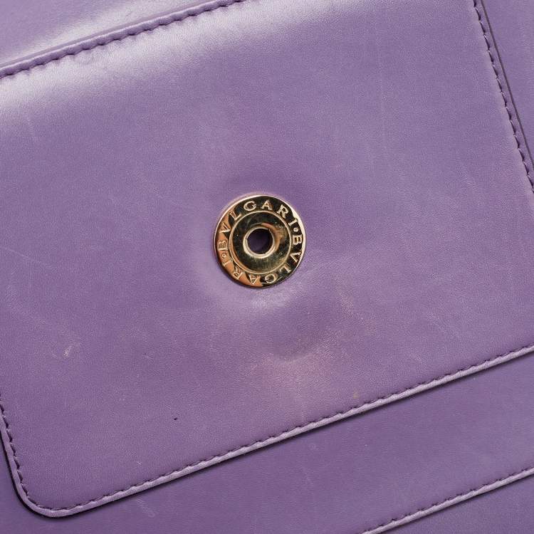 Pre Owned Bvlgari Purple Leather Medium Serpenti Forever Flap Shoulder Bag