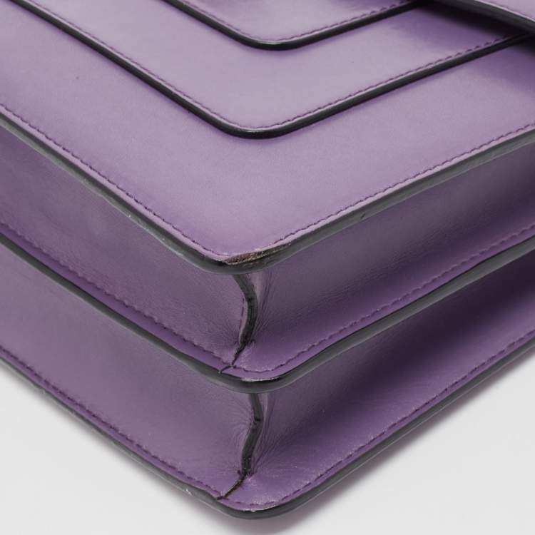 Pre Owned Bvlgari Purple Leather Medium Serpenti Forever Flap Shoulder Bag