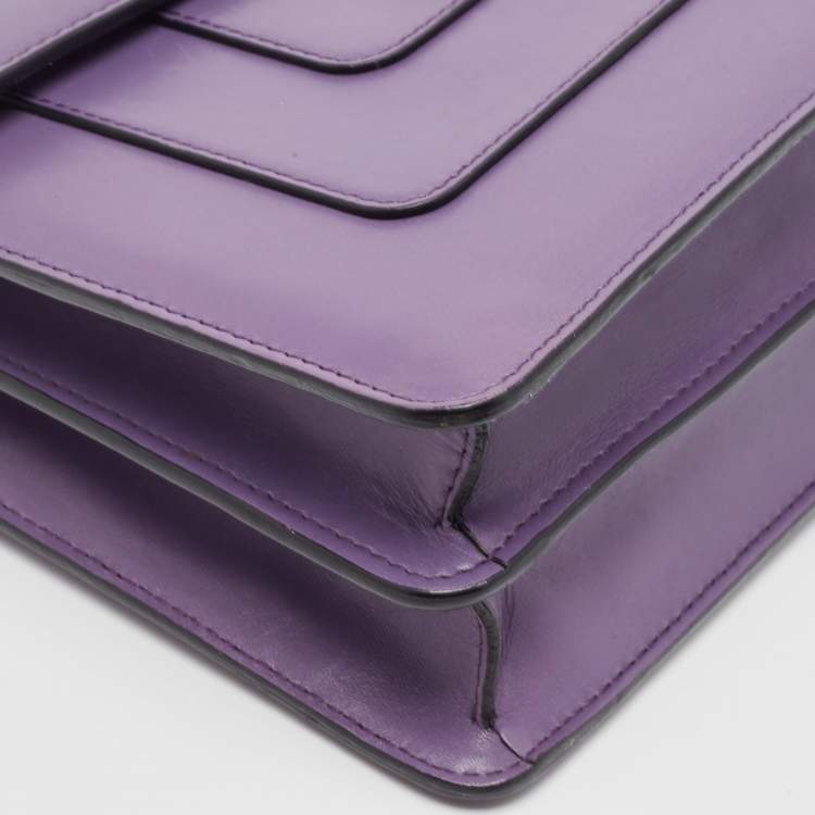 Pre Owned Bvlgari Purple Leather Medium Serpenti Forever Flap Shoulder Bag