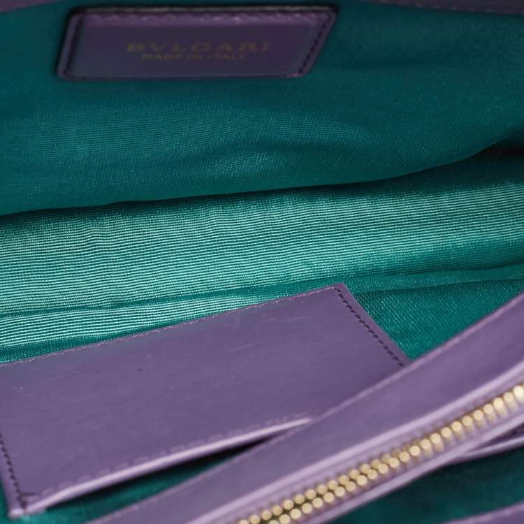 Pre Owned Bvlgari Purple Leather Medium Serpenti Forever Flap Shoulder Bag