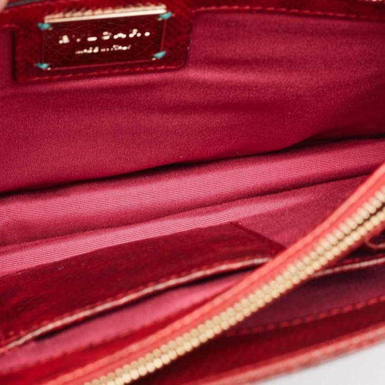 Pre Owned Bvlgari Red Karung Leather Medium Serpenti Forever Shoulder Bag