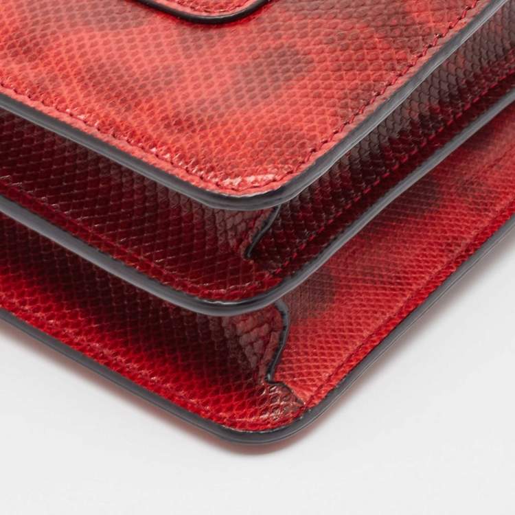 Pre Owned Bvlgari Red Karung Leather Medium Serpenti Forever Shoulder Bag