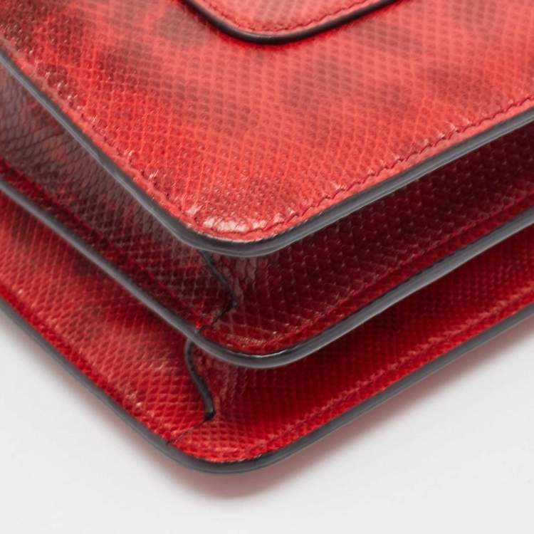 Pre Owned Bvlgari Red Karung Leather Medium Serpenti Forever Shoulder Bag