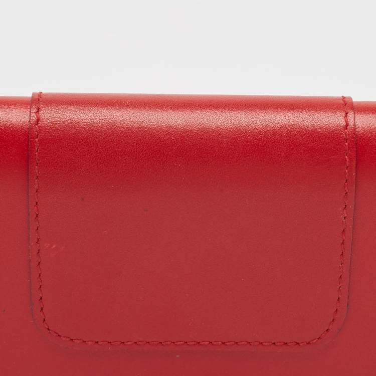 Pre Owned Bvlgari Red Leather Serpenti Forever Bifold Card Case