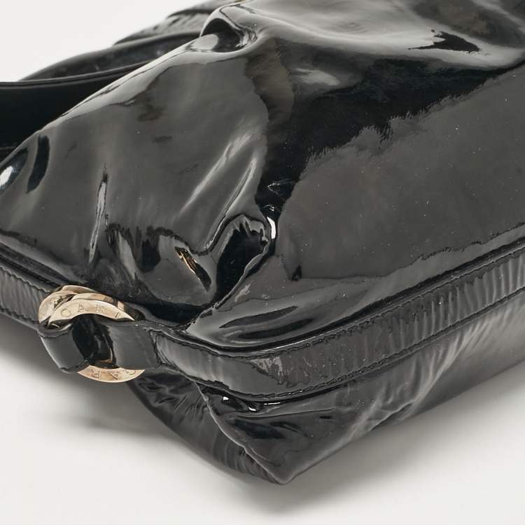 Pre Owned Bvlgari Black Patent Leather Chandra Flap Crossbody Bag