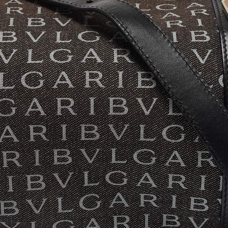 Pre Owned Bvlgari Black Macadam Denim and Leather Cylinder Bag